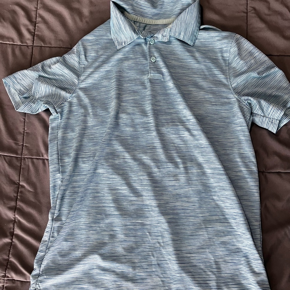 All in Motion Light Blue Striped Polo Shirt